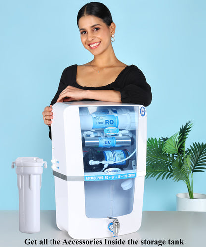 Advance Plus 12L RO+UV+UF+TDS Water Purifier for Home (White, Blue)
