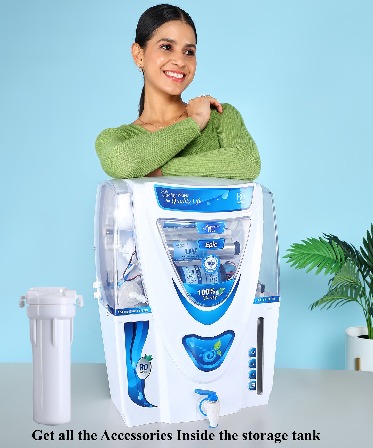 Epic 15 L RO+UV+UF+TDS Water Purifier for Home (White)